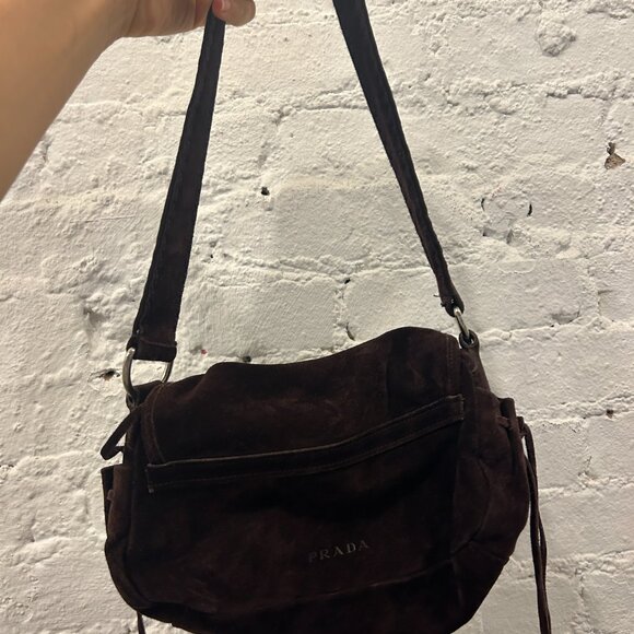 Prada Brown Suede Shoulder Bag - Picture 8 of 9